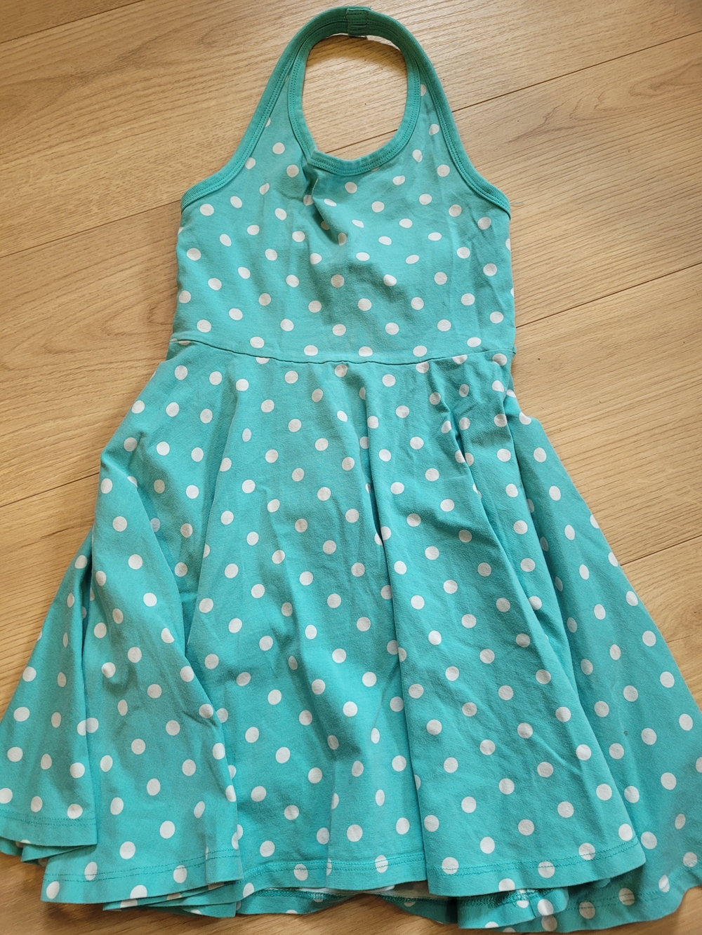 Polarn O. Pyret Aqua/Turquoise Polka Dot Halter Dress